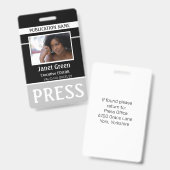 Persoonlijke foto-id Reporter Press Pass ID Badge (Voor- en achterkant)
