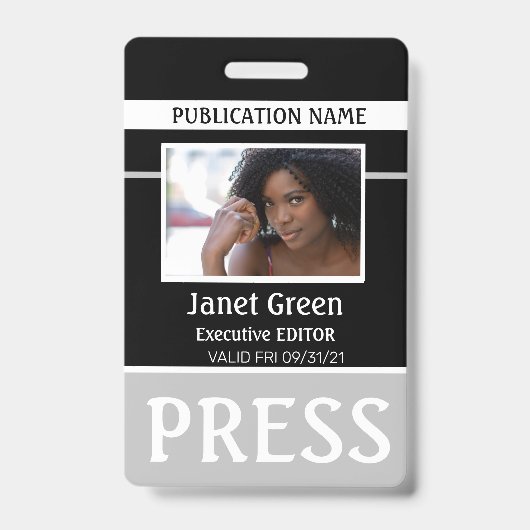 Persoonlijke foto-id Reporter Press Pass ID Badge (Voorkant)