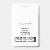 Persoonlijke foto-ID van het ziekenhuis en werknem Badge (Back)