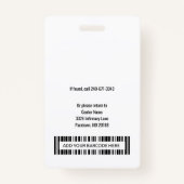 Persoonlijke foto-ID van het ziekenhuis en werknem Badge (Achterkant)