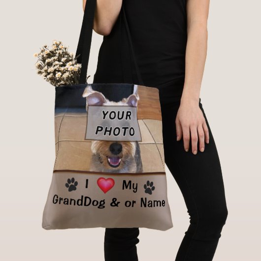 Persoonlijke FOTO Ik hou van mijn GrandDog-cadeaus Tote Bag (Dichtbij)