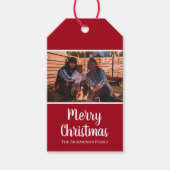 Persoonlijke foto in de kerstdagen van het rode Li Cadeaulabel (Voorkant)