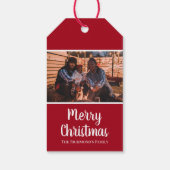 Persoonlijke foto in de kerstdagen van het rode Li Cadeaulabel (Achterkant)