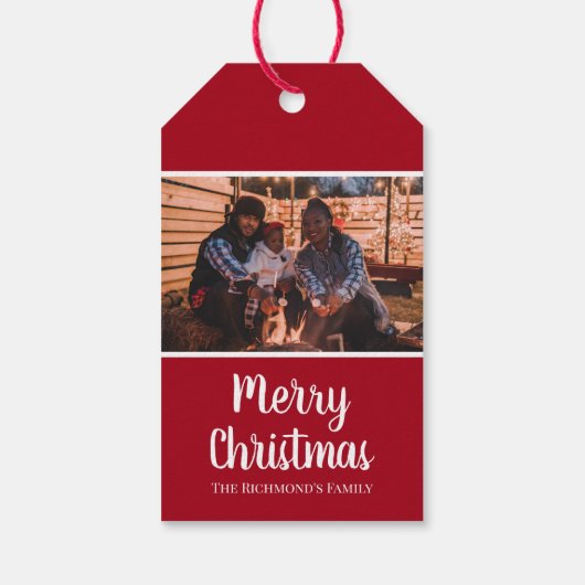 Persoonlijke foto in de kerstdagen van het rode Li Cadeaulabel (Achterkant)