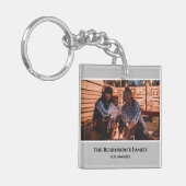 Persoonlijke foto in grijs Lijst met teksten Sleutelhanger (Voorkant Links)