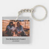 Persoonlijke foto in grijs Lijst met teksten Sleutelhanger (Achterkant)