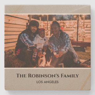 Persoonlijke foto in grijs Lijst met teksten Stenen Onderzetter