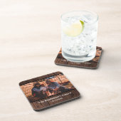 Persoonlijke foto in Rustic Dark Wood Texture Bier Onderzetter (Rechterzijde)