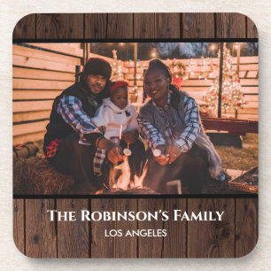 Persoonlijke foto in Rustic Dark Wood Texture Bier Onderzetter