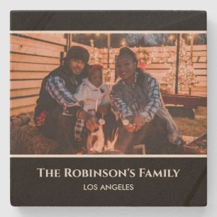 Persoonlijke foto in zwart Lijst met tekststeen Stenen Onderzetter