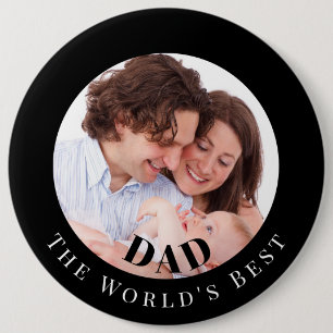 Persoonlijke foto in zwarte cirkel Beste Papa Ronde Button 6,0 Cm