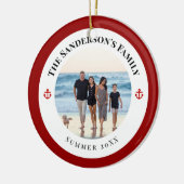 Persoonlijke foto in zwarte cirkel met rode anker keramisch ornament (Links)