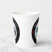 Persoonlijke foto in zwarte cirkel met rode anker papieren bekers (Links)