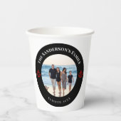 Persoonlijke foto in zwarte cirkel met rode anker papieren bekers (Voorkant)