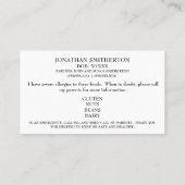 Persoonlijke foto-informatie over de allergie voor visitekaartje (Achterkant)