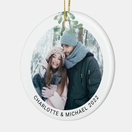 Persoonlijke foto Keepomwille Mistletoe Keramisch Ornament (Links)
