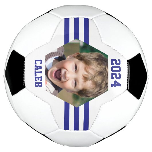 Persoonlijke foto-keepomwille Royal Blue Stripes Voetbal (Gedraaid)
