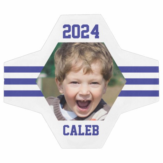 Persoonlijke foto-keepomwille Royal Blue Stripes Voetbal (Enkel)