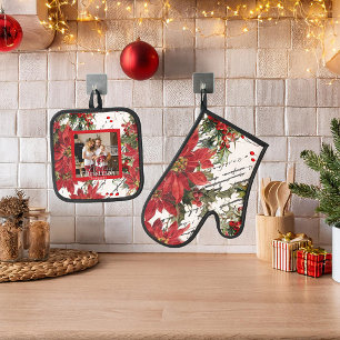 Persoonlijke foto kerst ovenwant & pannenlap set