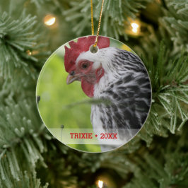 Persoonlijke foto-kerstboom voor kippen keramisch ornament