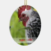 Persoonlijke foto-kerstboom voor kippen keramisch ornament (Rechts)