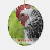 Persoonlijke foto-kerstboom voor kippen keramisch ornament (Links)