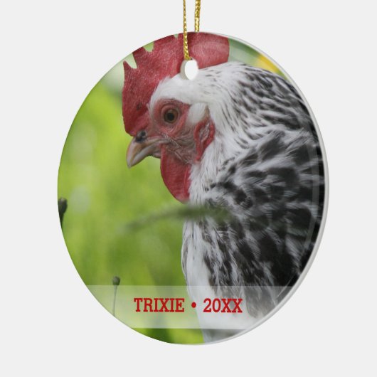 Persoonlijke foto-kerstboom voor kippen keramisch ornament (Links)