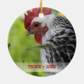 Persoonlijke foto-kerstboom voor kippen keramisch ornament (Achterkant)
