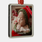 Persoonlijke foto kerstcadeau voor baby's eerste k metalen ornament (Rechts)
