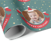 Persoonlijke foto kerstfeestdag cadeaupapier (Rol Hoek)