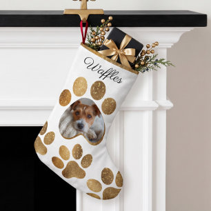 Persoonlijke foto Kerstgeschenk Gouden Pootafdruk Kleine Kerstsok
