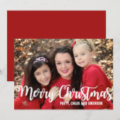Persoonlijke foto-kerstKaart, rood en wit Feestdagenkaart (Voorkant / Achterkant)