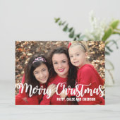 Persoonlijke foto-kerstKaart, rood en wit Feestdagenkaart (Staand voorkant)