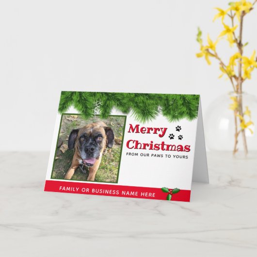 Persoonlijke foto-kerstkaart van honden kaart (Gele Bloem)