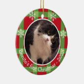 Persoonlijke foto kerstmis 2 foto keramisch ornament (Rechts)