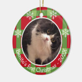 Persoonlijke foto kerstmis 2 foto keramisch ornament (Links)