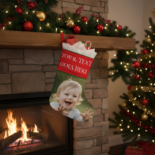 Persoonlijke Foto Kerstmis Aangepaste Foto & Naam Grote Kerstsok