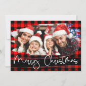 Persoonlijke foto Kerstmis met Buffalo Plaid Grung Feestdagenkaart (Voorkant)