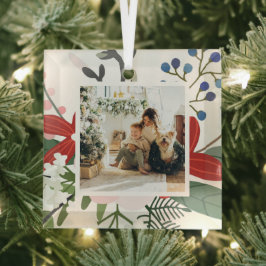 Persoonlijke foto Kerstmis op maat Glas Ornament