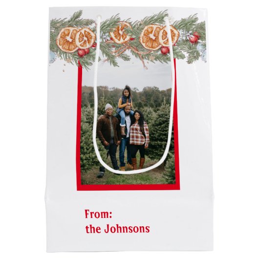 Persoonlijke foto-kerstmonogram pine medium cadeauzakje (Achterkant)