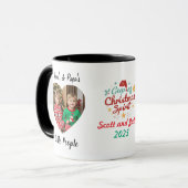 Persoonlijke foto kleinkinderen kerst mok (Voorkant links)