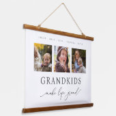 Persoonlijke foto kleinkinderen maken het leven gr hangend wandkleed (Gebogen)