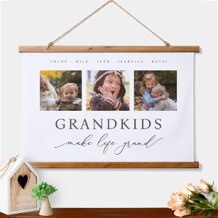 Persoonlijke foto kleinkinderen maken het leven gr hangend wandkleed