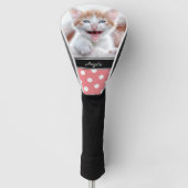 Persoonlijke foto Koraal en Witte Polka Dot Golfheadcover (Voorkant)