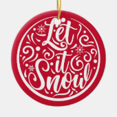 Persoonlijke foto laat het kerstrood sneeuwen keramisch ornament (Voorkant)