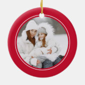 Persoonlijke foto laat het kerstrood sneeuwen keramisch ornament (Achterkant)