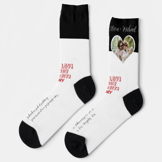 Persoonlijke foto-liefdeshart verloving sokken (Links)