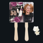 Persoonlijke foto Luxury 30th Birthday Handwaaier<br><div class="desc">Roos Wine Luxury Birthday-ontwerp. Overeenkomende producten zijn te vinden in collectie met fijne wijn.</div>