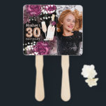 Persoonlijke foto Luxury 30th Birthday Handwaaier<br><div class="desc">Roos Wine Luxury Birthday-ontwerp. Overeenkomende producten zijn te vinden in collectie met fijne wijn.</div>