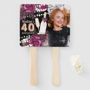Persoonlijke foto Luxury 40th Birthday Hand Fan Handwaaier